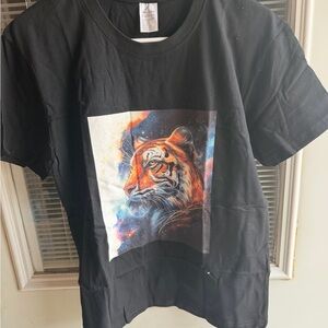 Black T-Shirt with Tiger Print